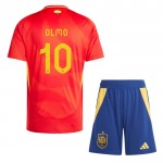 Günstige Fußballtrikots Spanien Dani Olmo 10 Kinder Heimtrikot EURO 2024 Kurzarm